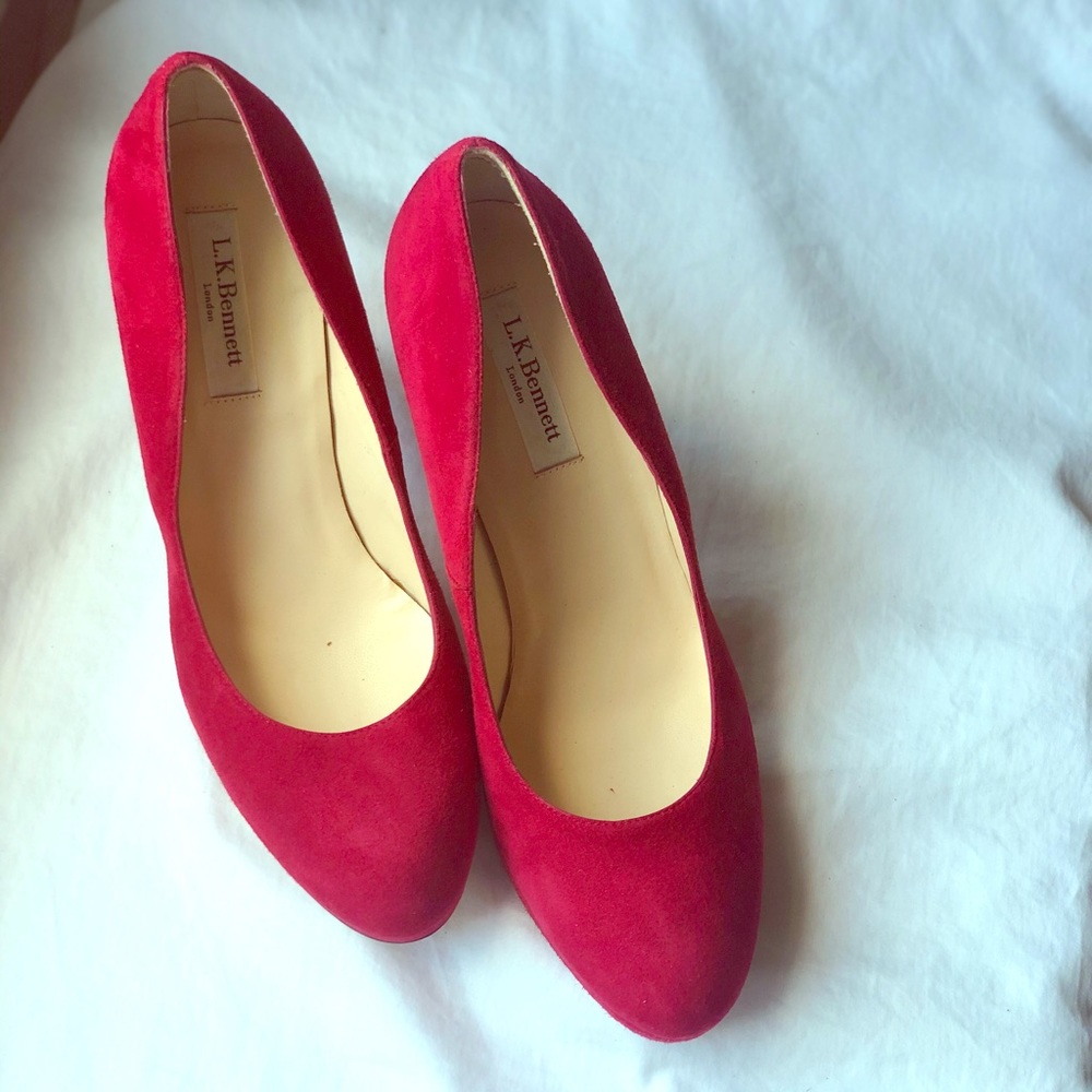 Brand new suede LK Bennett red pumps.